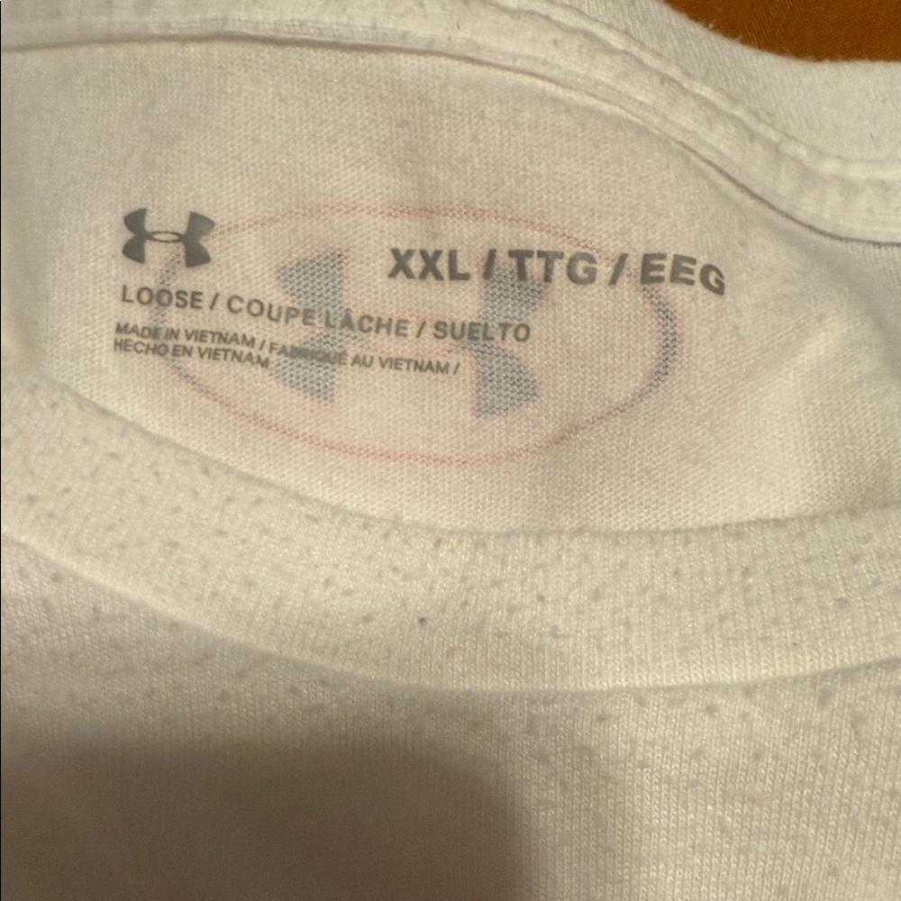 Under Armour Men's White Tee with Red Stripe - Picture 2 of 2